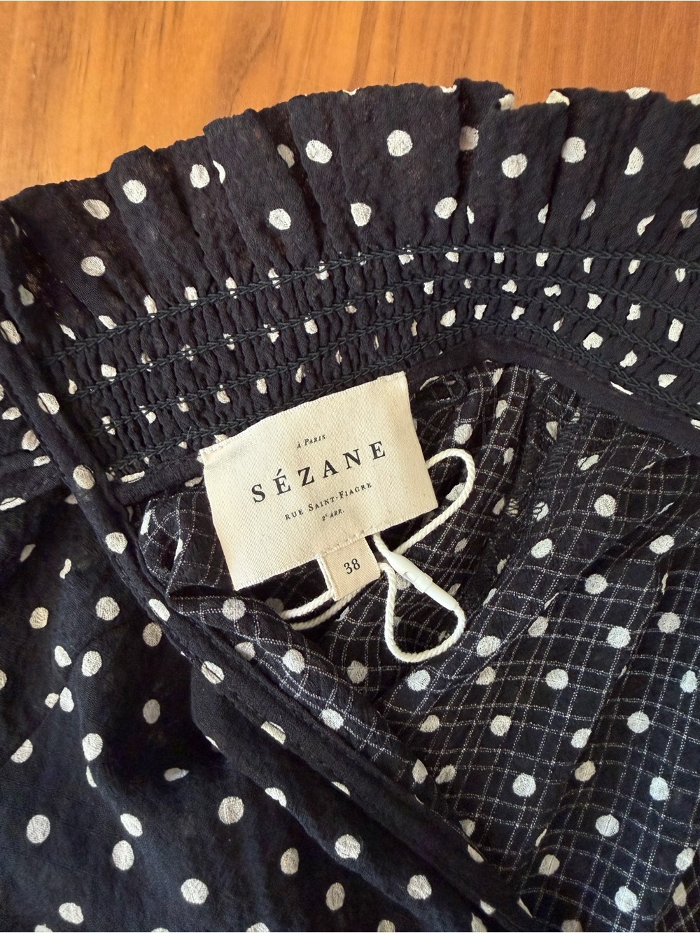 Sézane Cassandre Black Polka Dot Puff-Sleeve Blouse - Picture 4 of 4